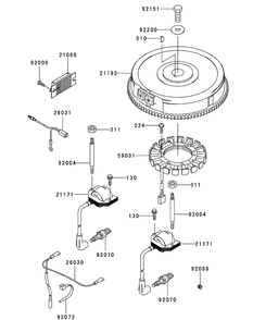 Kawasaki Fh680v-Ds29 Electric Equipment Diagram and Parts List for M48-KW (53AI8CT2050-23HP)(2010) Cub Cadet Lawn Tractor